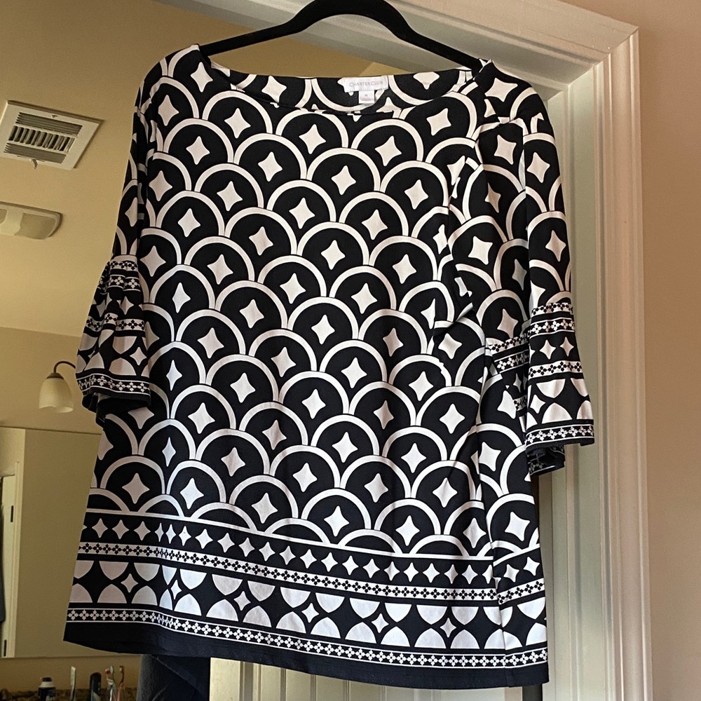 Charter club size medium Black and White Patterned Women's Top